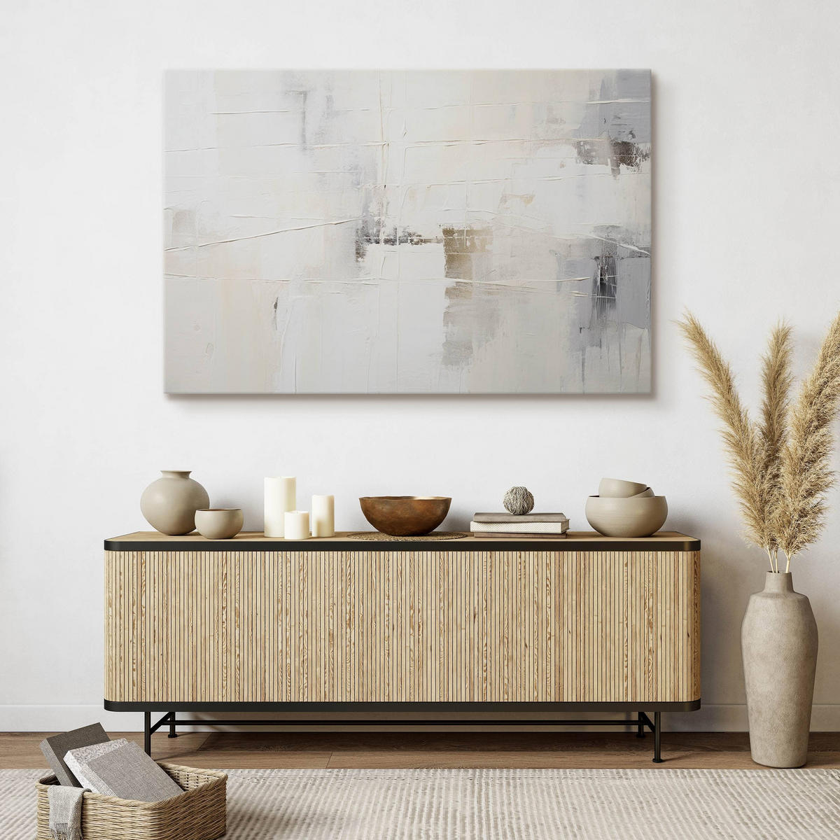 LEINWANDBILD Abstraktion Moderne Muster für Büro 120/80 cm - Beige/Schwarz, Textil (120/80cm) - Muralo