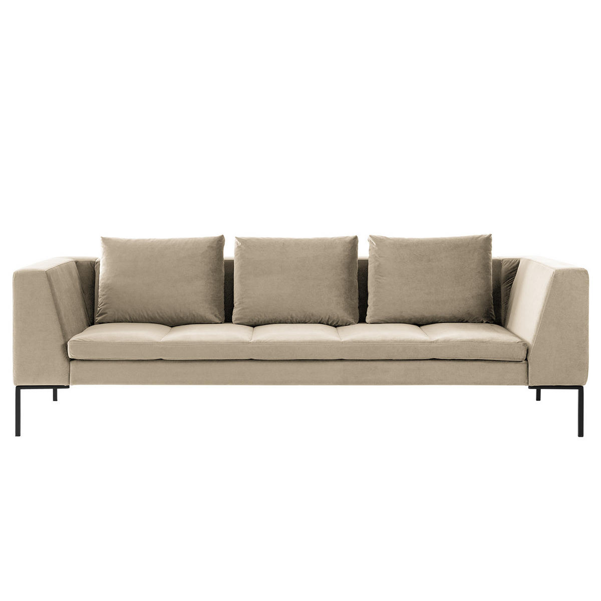 3-SITZER SOFA - Chromfarben/Beige, Textil/Metall (238/81/105cm) - home24