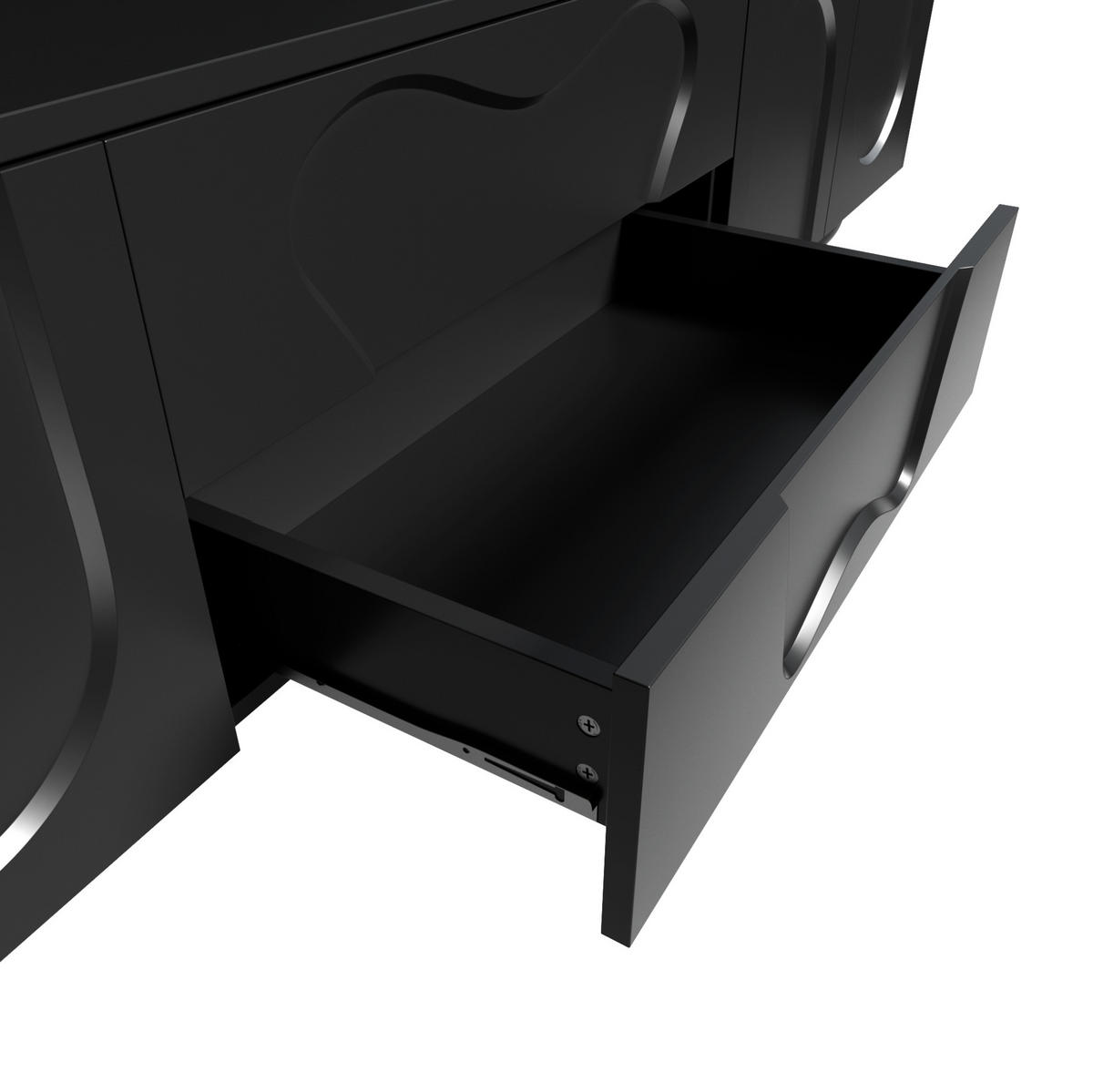 LOWBOARD 180/40/42 cm mit Türen und Schubladen in Schwarz - Schwarz, Holzwerkstoff (180/42/40cm) - BEAOK