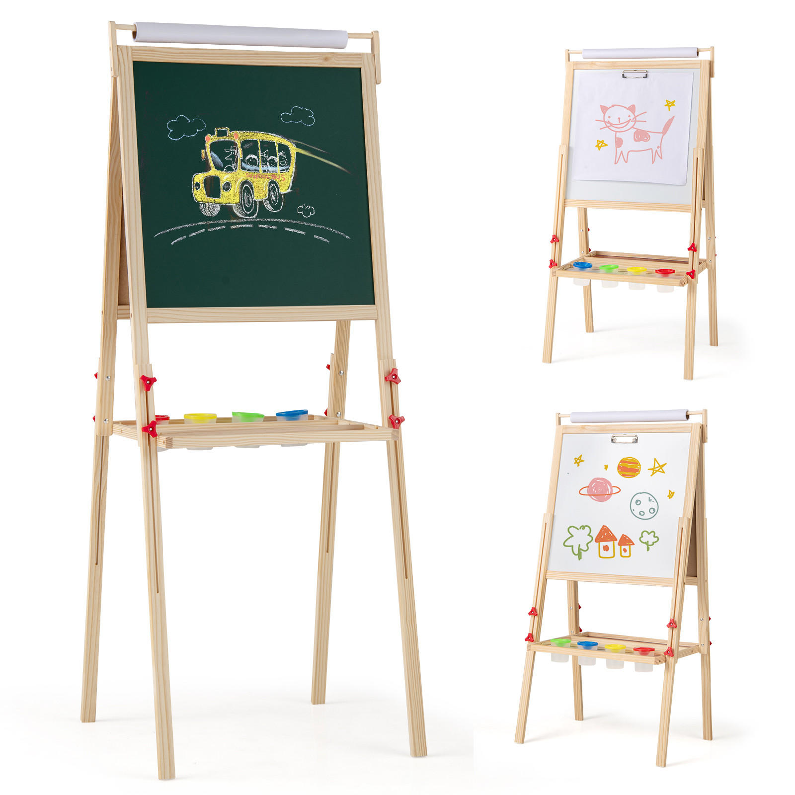 Costway Kinderstaffelei Natur 55x115x43 cm