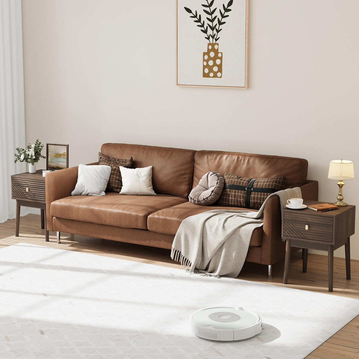NACHTTISCH 40/40/55 cm walnussfarben aus MDF mit 2 Schubladen - Braun, Holzwerkstoff (40/55/40cm) - OKWISH