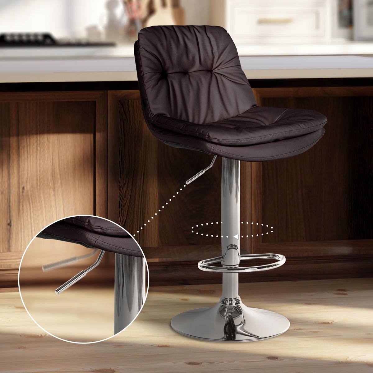 BARHOCKER Lederlook braun - Schwarz/Braun, Textil (46/92/54cm) - CLP