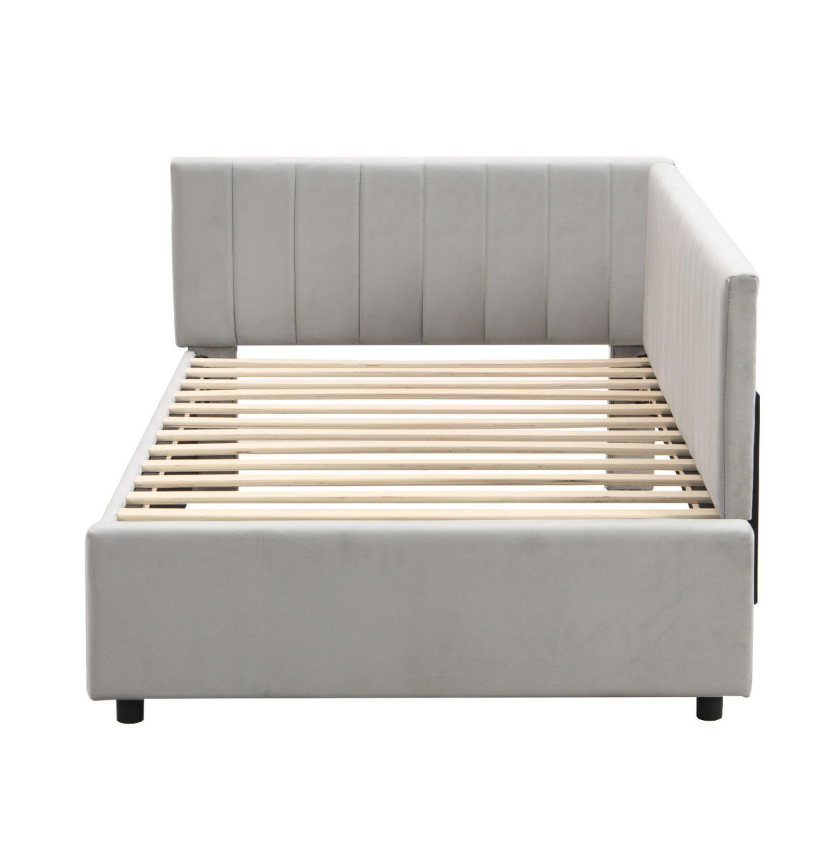 POLSTERBETT 90/200 cm als Schlafsofa mit Lattenrost, Samtbezug und austauschbarer Rückenlehne, Grau - Grau, Leder (90/200cm) - Redom