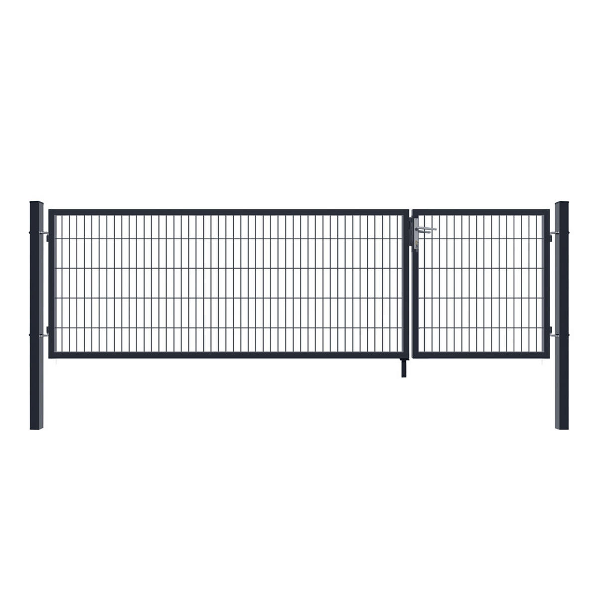 DOPPELFLÜGEL Gartentor ADITUS - 80 x 350 cm Anthrazit - Anthrazit, Metall (350/80/6cm) - Home Deluxe