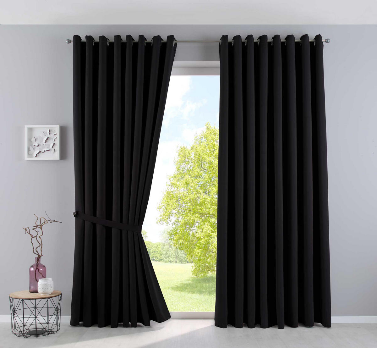 VORHANG »NEW YORK« HxB 160x140 cm Schwarz - Schwarz, Textil (140/160cm) - Gardinenbox