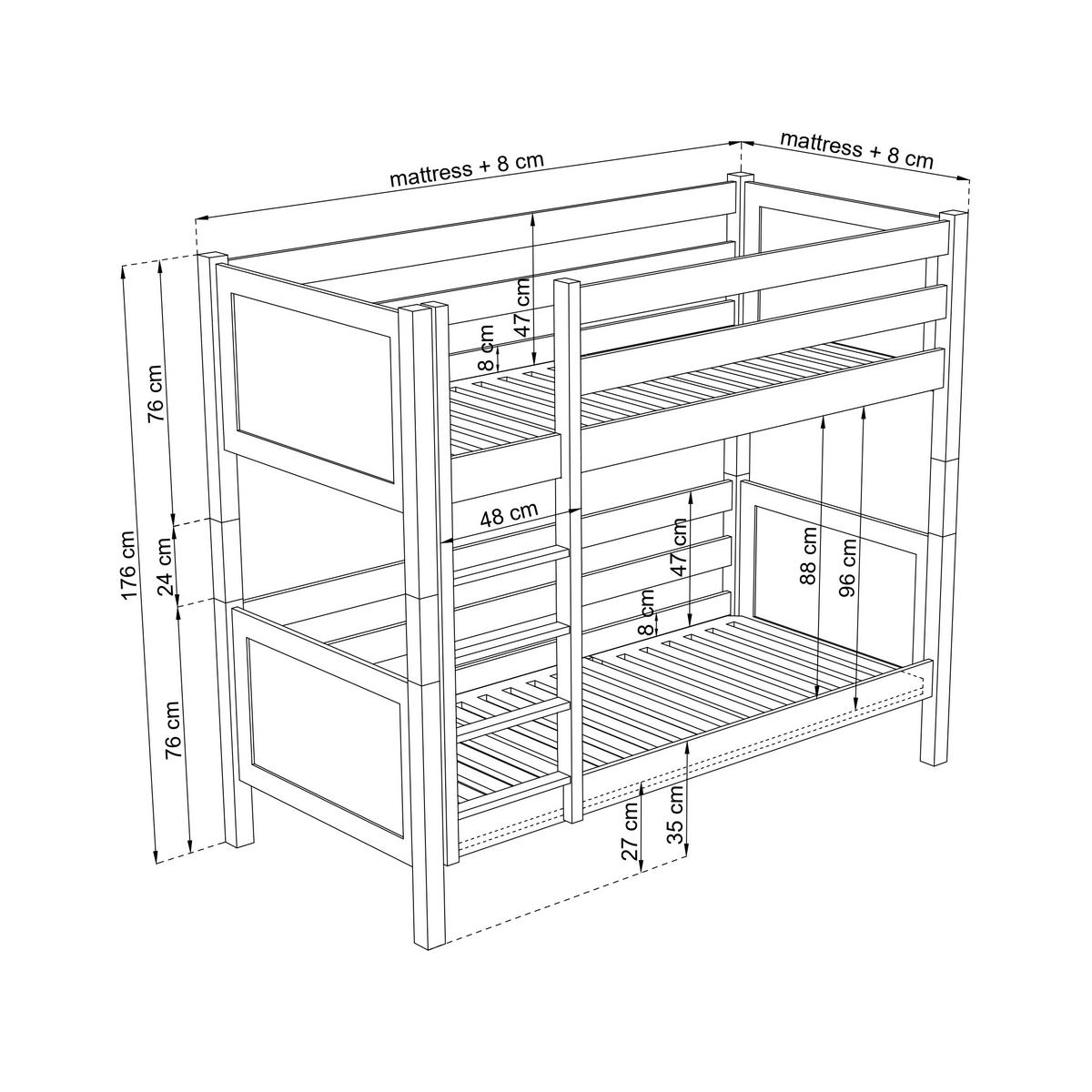 ETAGENBETT N02 Sonoma Eiche 90/200 - Sonoma Eiche, Naturmaterialien/Holz (90/200cm) - N-Wood