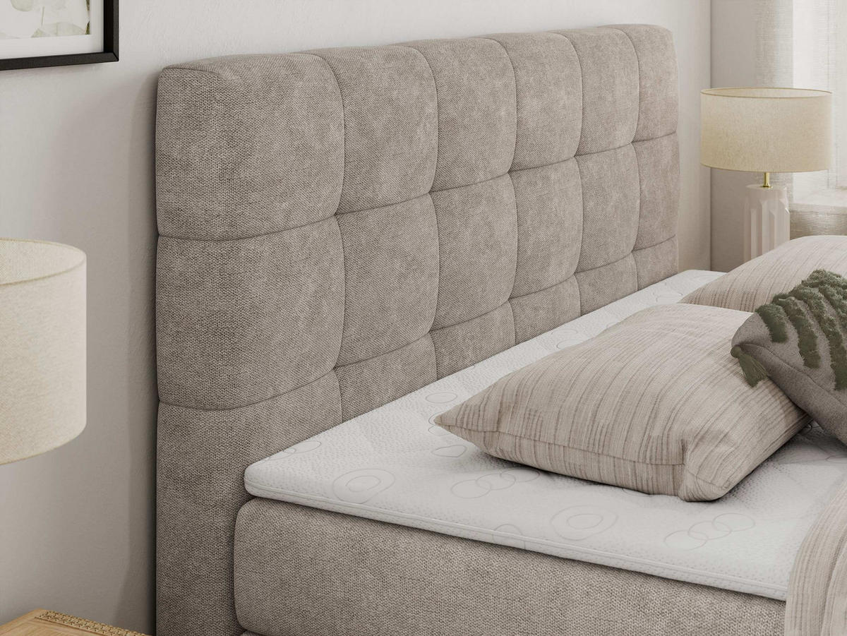 BOXSPRINGBETT LUKA KING 120/200 Beige Struktur - H3 - Beige, Holz/Textil (120/200cm) - MKS