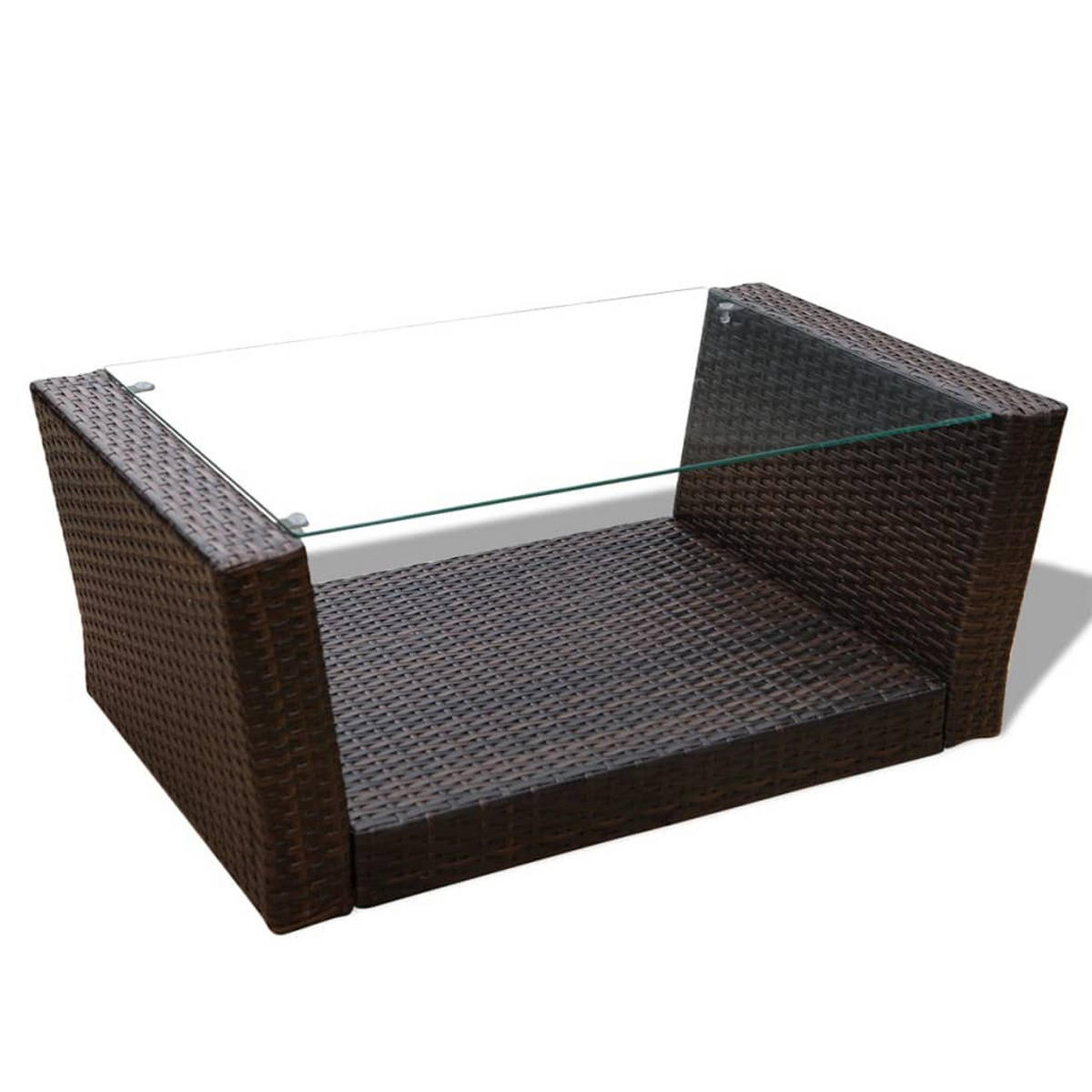 GARTEN-LOUNGE-SET 4-TLG MIT KISSEN POLY RATTAN BRAUN - Creme/Braun, Naturmaterialien/Textil - vidaXL