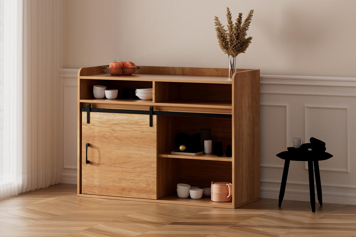 SIDEBOARD in 107/80/40cm - Naturfarben, Holzwerkstoff/Metall (107/80/40cm) - HOMAVO