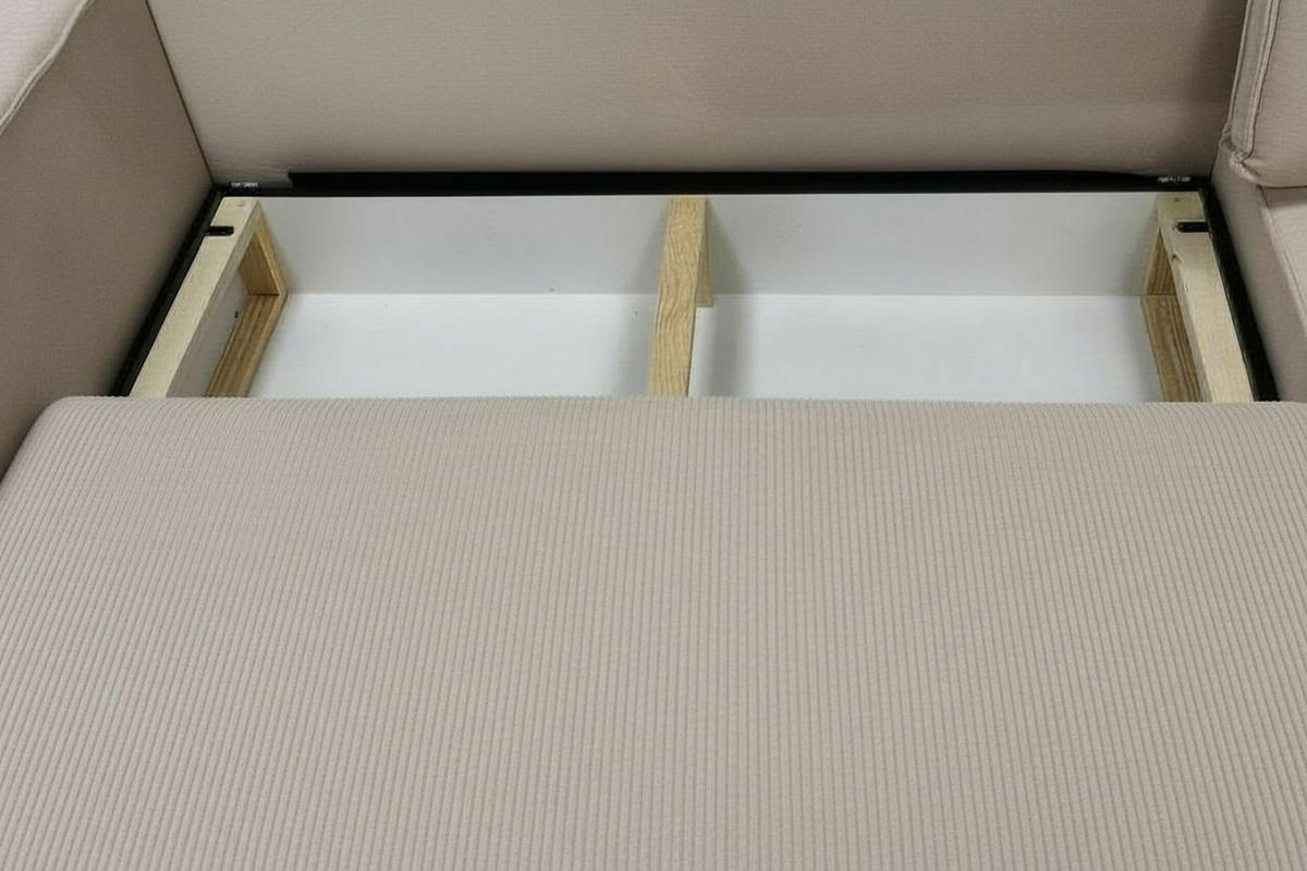 ECKSOFA RIO mit Schlaffunktion und Bettkasten, Farbe: Beige, Cordstoff, Ottomane Universal - Beige, Textil (249/142cm) - Marpur