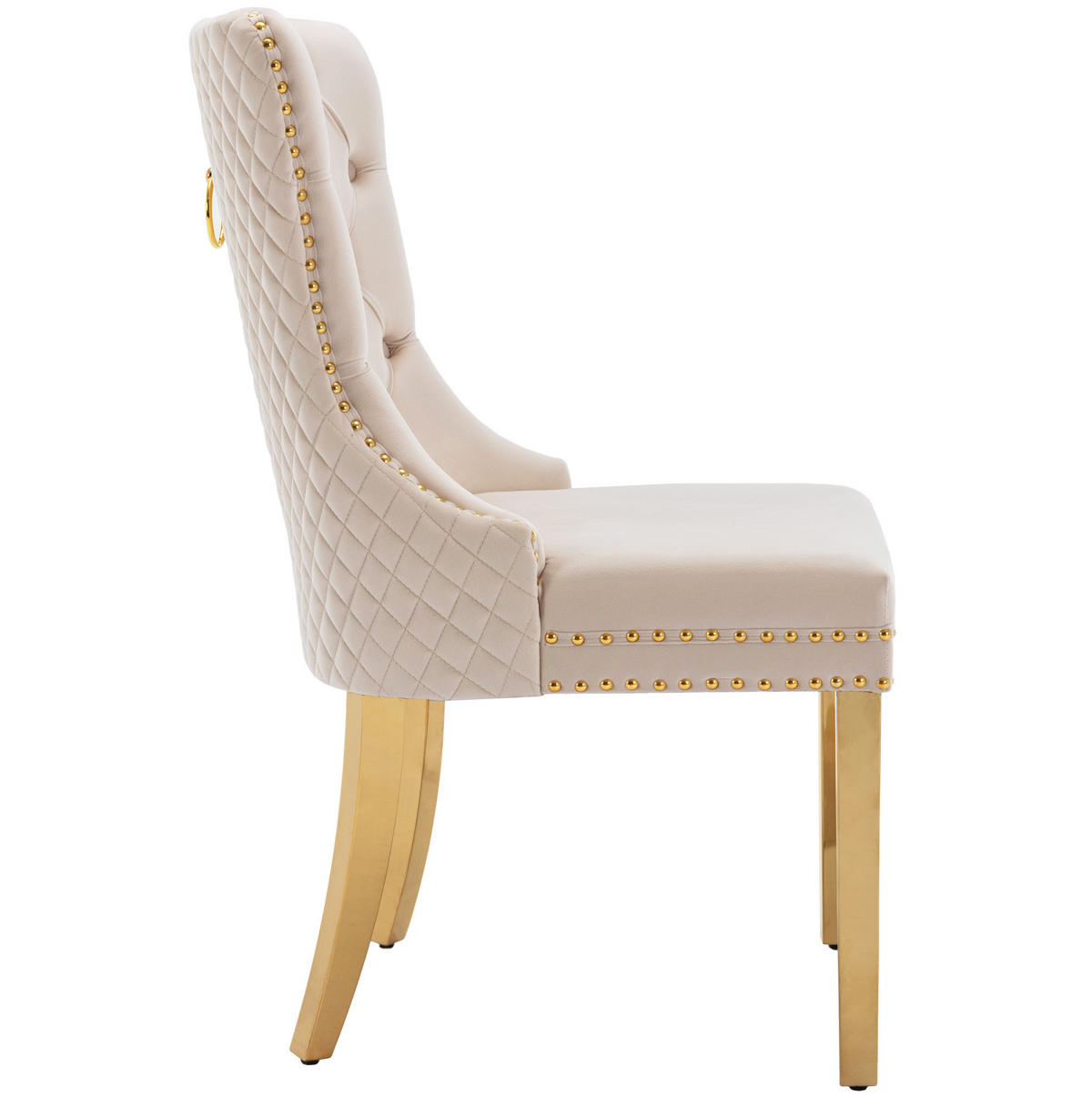 ESSZIMMERSTUHL Samt Beige mit Edelstahlbeinen - Beige, Metall (45/95/50.7cm) - Meubliv