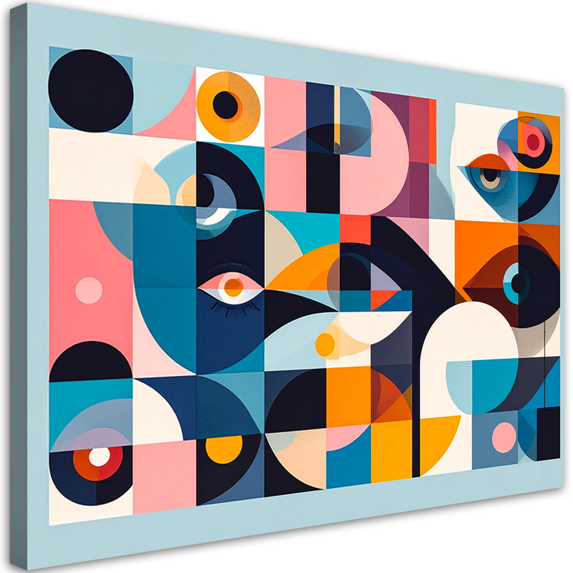 LEINWANDBILD Bunte abstrakte Formen 100x70cm - Multicolor, Textil (100/70cm) - Feeby