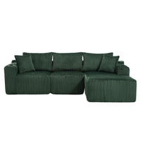 ECKSOFA 257/90-160/62 cm Smaragd aus Cord mit Chaiselongue - Smaragdgrün, Textil (160/257cm) - OKMYHOME