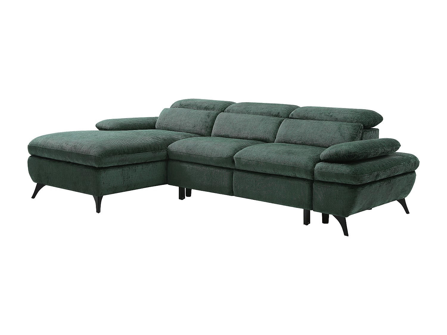 ECKSOFA mit Schlaffunktion - Ecke links - Strukturstoff - Grün - SURDELI - Grün, Textil (176/284cm) - Vente-Unique