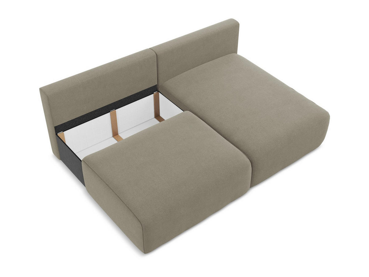 ECKSOFA mit Schlaffunktion rechts Strukturstoff Stoff Beige - Beige/Schwarz, Kunststoff/Textil (210/149cm) - Makamii