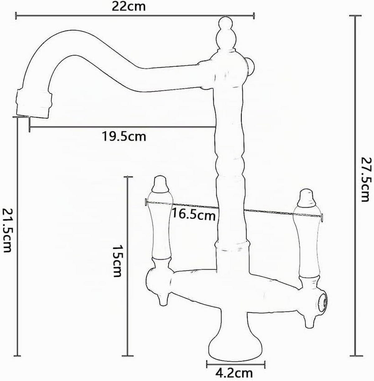 BADEZIMMERARMATUR， Messing europäischen Stil, 39 x 25 x 6,5 cm - Goldfarben, Metall (39/6.5/25cm) - Vallsero