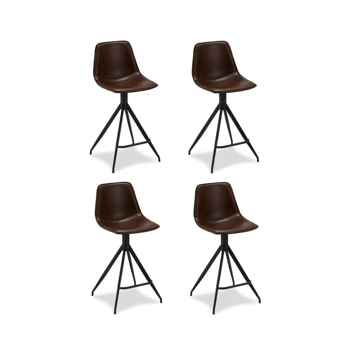 BARHOCKER-SET 4 Stück in Kunstleder Dunkelbraun - Schwarz/Braun, Textil/Metall (48/98/57cm) - Furnhouse