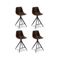 BARHOCKER-SET 4 Stück in Kunstleder Dunkelbraun - Schwarz/Braun, Textil/Metall (48/98/57cm) - Furnhouse
