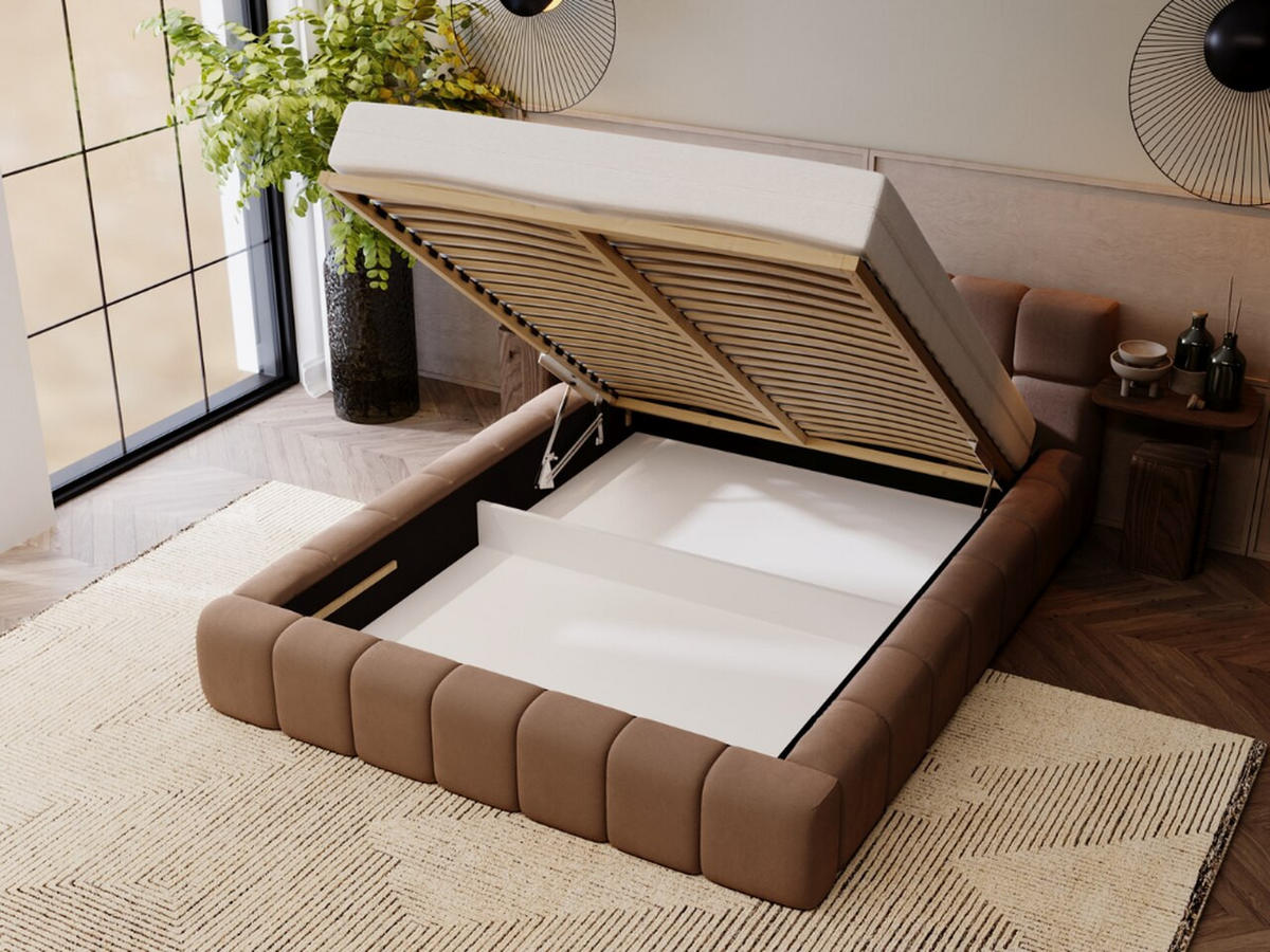 POLSTERBETT Alicante 140x200 Braun - Braun, Textil (140/200cm) - Graingold