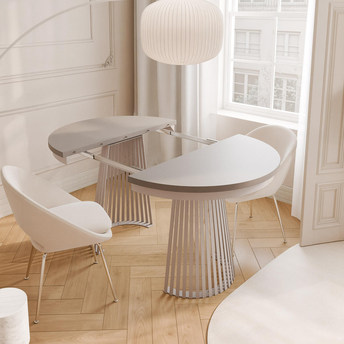 AUSZIEHTISCH AUREA 100-180/75 cm, Kaschmir / Lehmgrau - Kaschmir/Greige, Holzwerkstoff/Metall (100/100/75cm) - Idohome