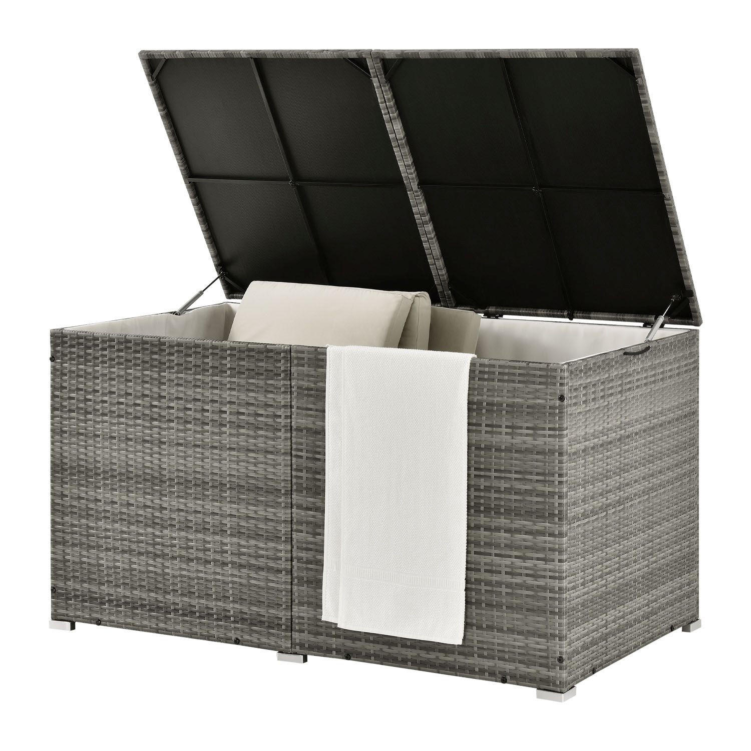 AUFLAGENBOX Ikaria grau-meliert - Grau, Kunststoff (145/80/83cm) - Juskys