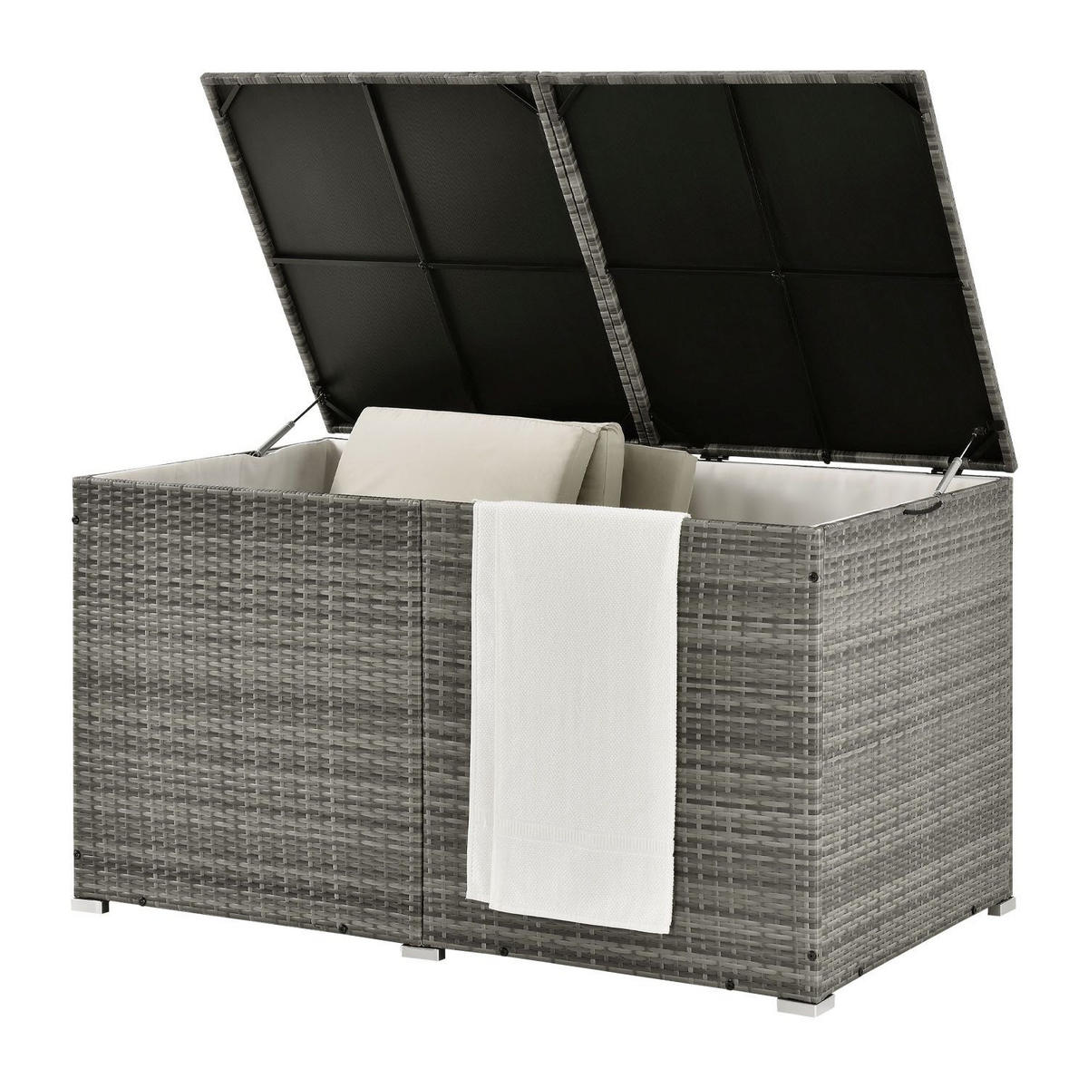 AUFLAGENBOX Ikaria grau-meliert - Grau, Kunststoff (145/80/83cm) - Juskys