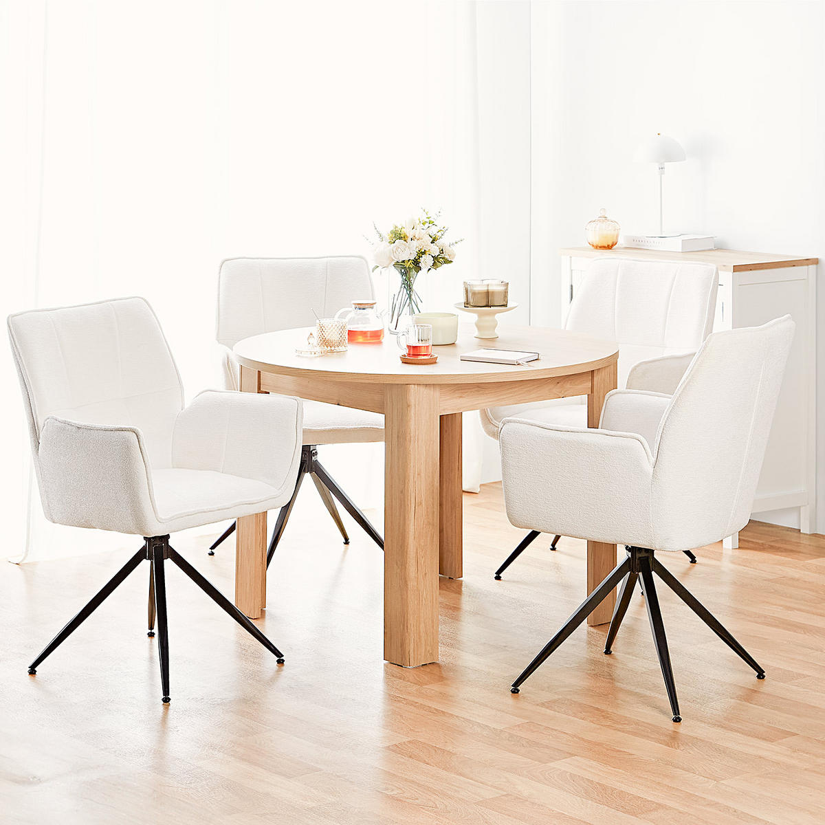 ESSTISCH rund 106/106/76 cm Weiß - Braun, Holz (106/106/76cm) - Homestyle4u