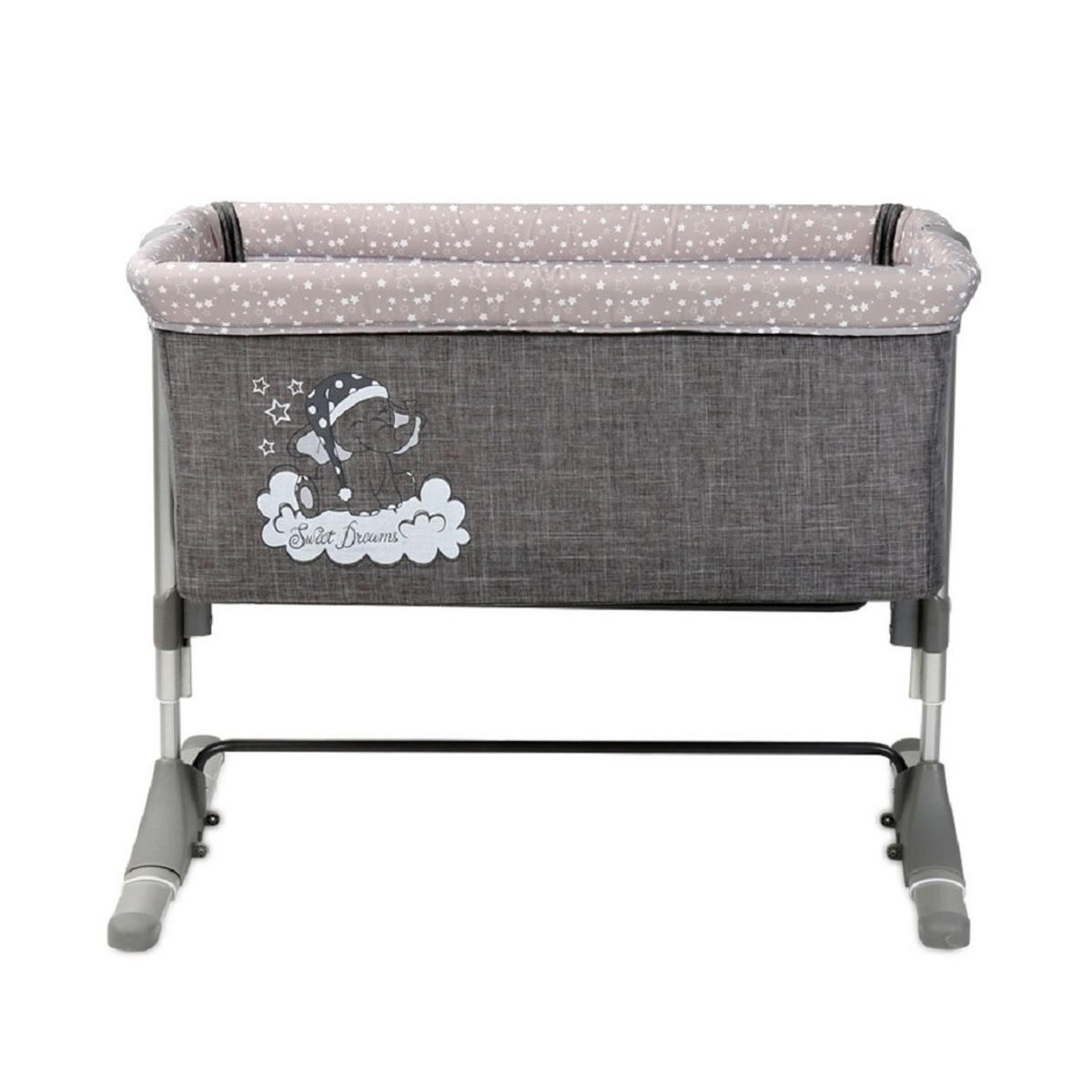 BEISTELLBETT Sleep n Care grau 85 x 50 cm, Matratze, Anti-Reflux, 6-fach verstellbar, Netzeinsatz - Grau, Metall (50/85cm) - Lorelli