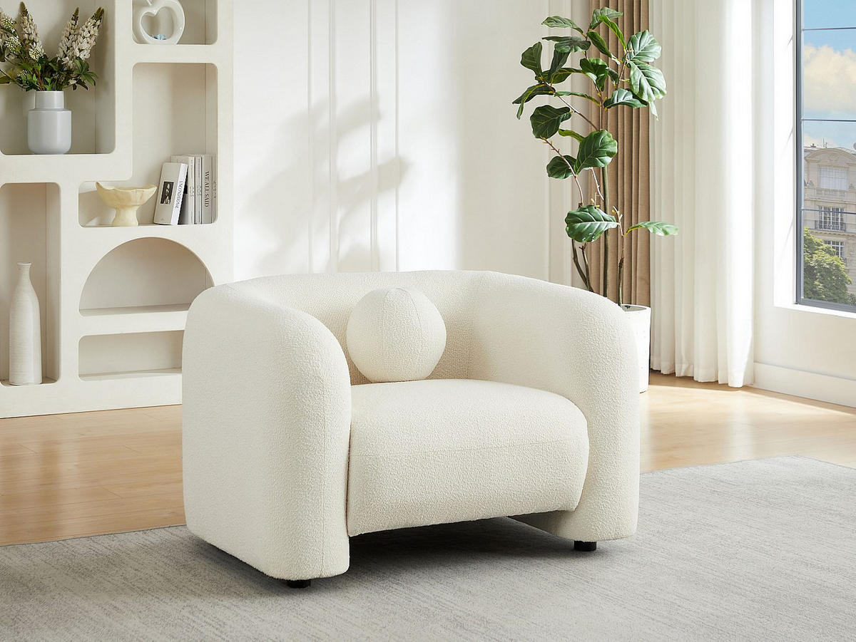 SESSEL mit gerader Rückenlehne - 1 Person - Stoff - Elfenbeinfarben - - Weiß, Textil (106/68/86cm) - Vente-Unique