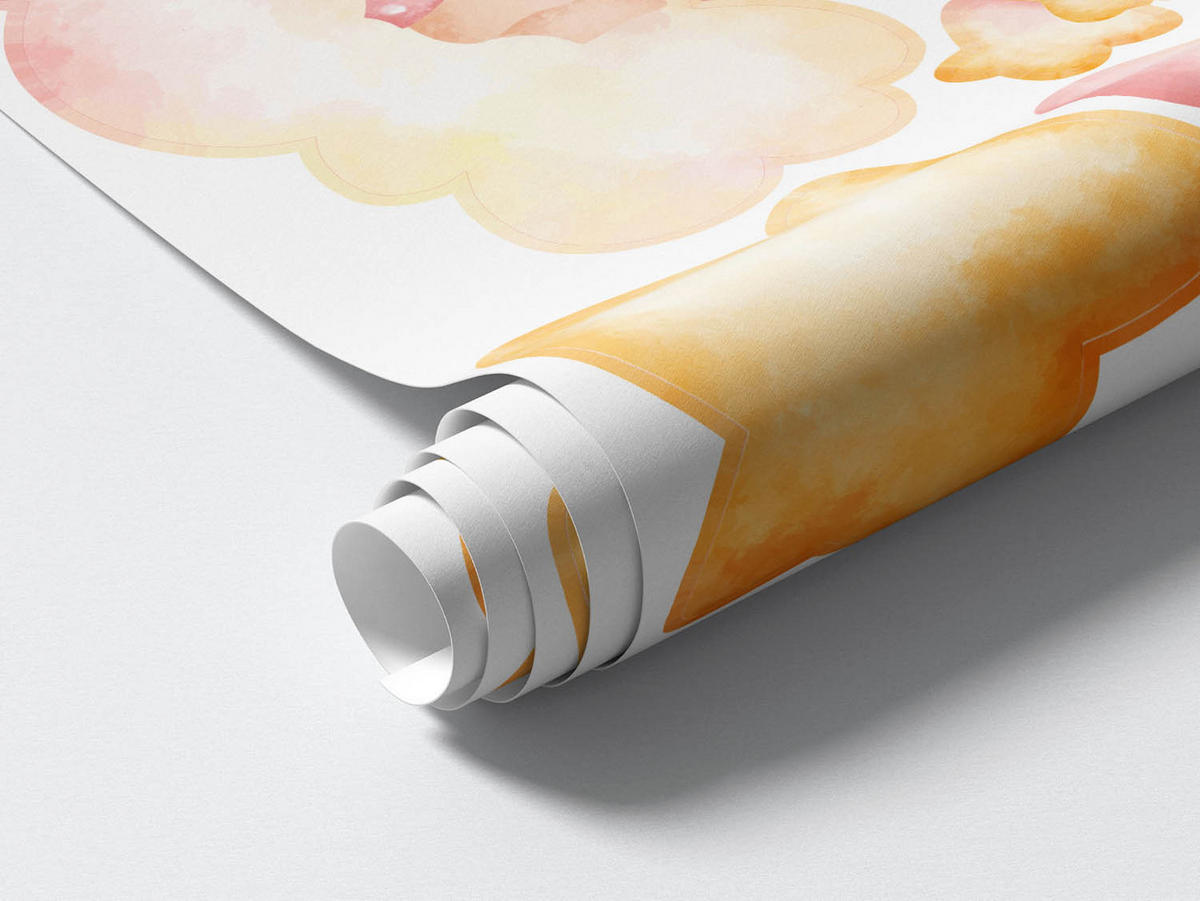 WANDAUFKLEBER 60x80cm - Babys auf den Wolken - Multicolor, Kunststoff (60/80/0.1cm) - Wallfluent