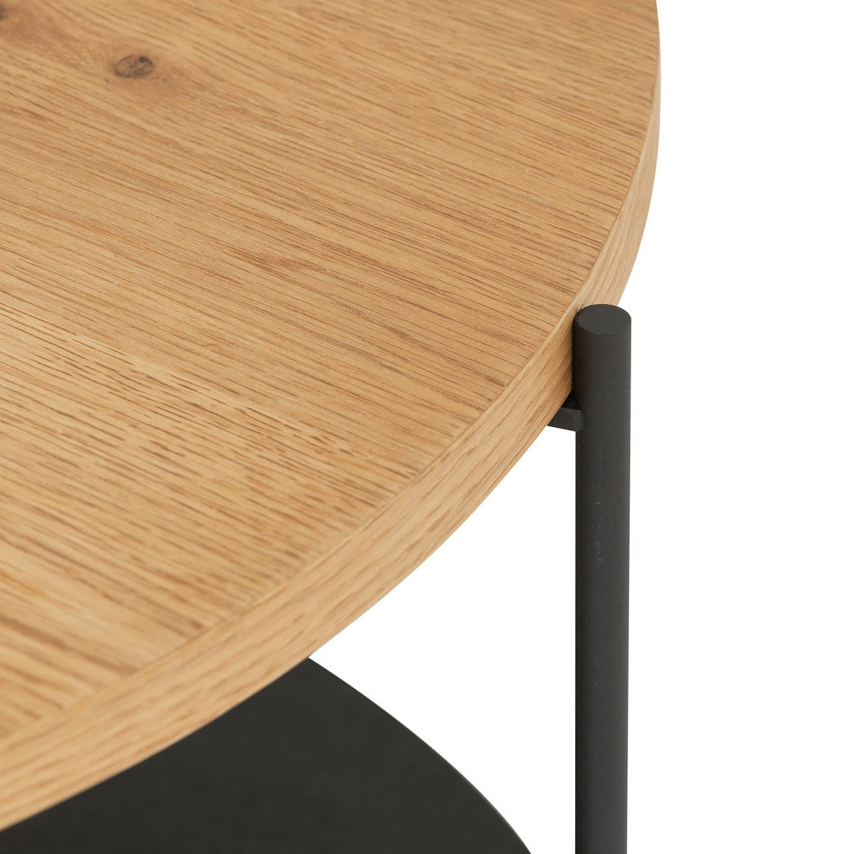 FURNIERTER COUCHTISCH - Eiche / Schwarz - Eichefarben, Holzwerkstoff/Metall (70/70/45cm) - home24