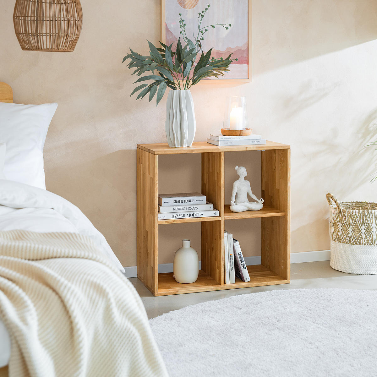 REGALELEMENT ohne Rückwand - Wildeiche massiv - Braun, Holz (74/74/35cm) - home24