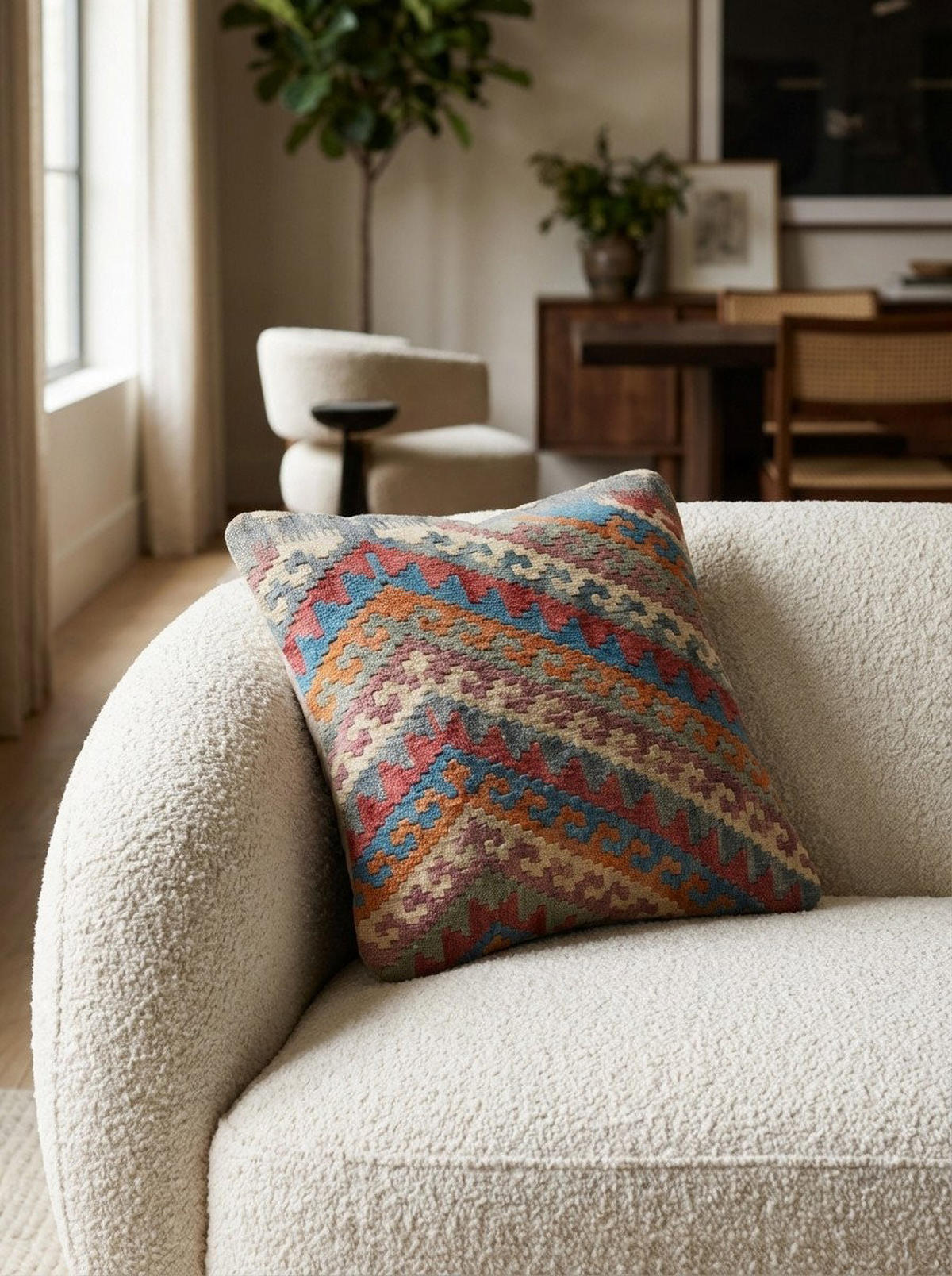 KELIM-KISSEN Mehrfarbig 50/50 cm Schurwolle - Multicolor, Textil (50/50cm) - Looma