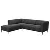 2,5-SITZER ECKSOFA mit Ottomane - Anthrazit/Schwarz, Textil/Metall (252/205cm) - home24