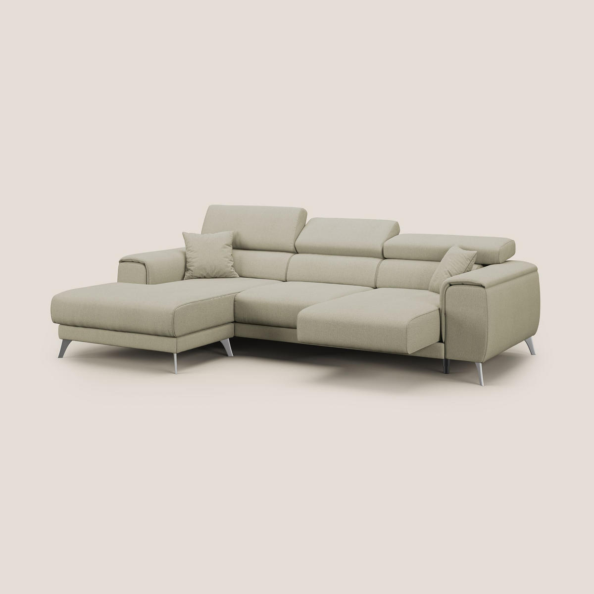 ECKSOFA LINKS Fusion - Creme, Textil (260/102cm) - Divani.store