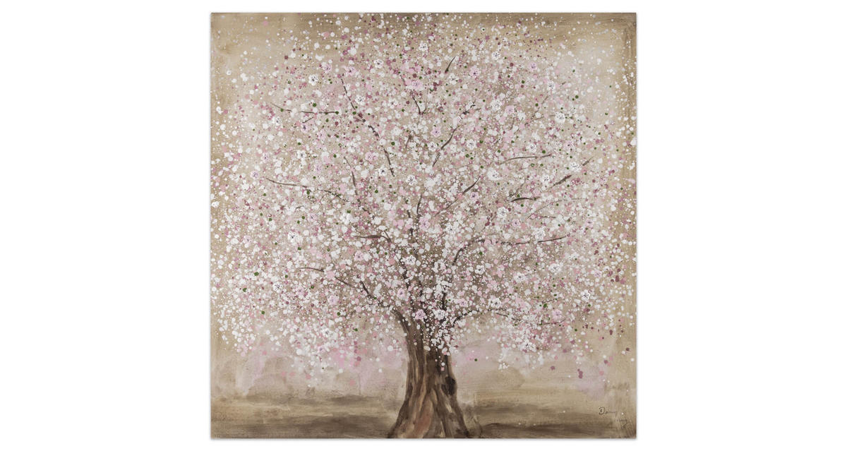 ACRYLBILD HANDGEMALT 80/80 cm - Pink/Braun, Holz/Textil (80/80cm) - KUNSTLOFT