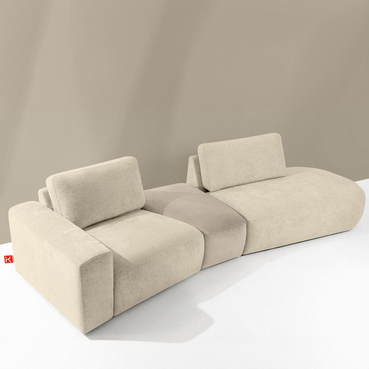 4-SITZER ECKSOFA ZUCCO Chenille rechts, Creme - Creme, Textil (350/84/105cm) - KONSIMO®
