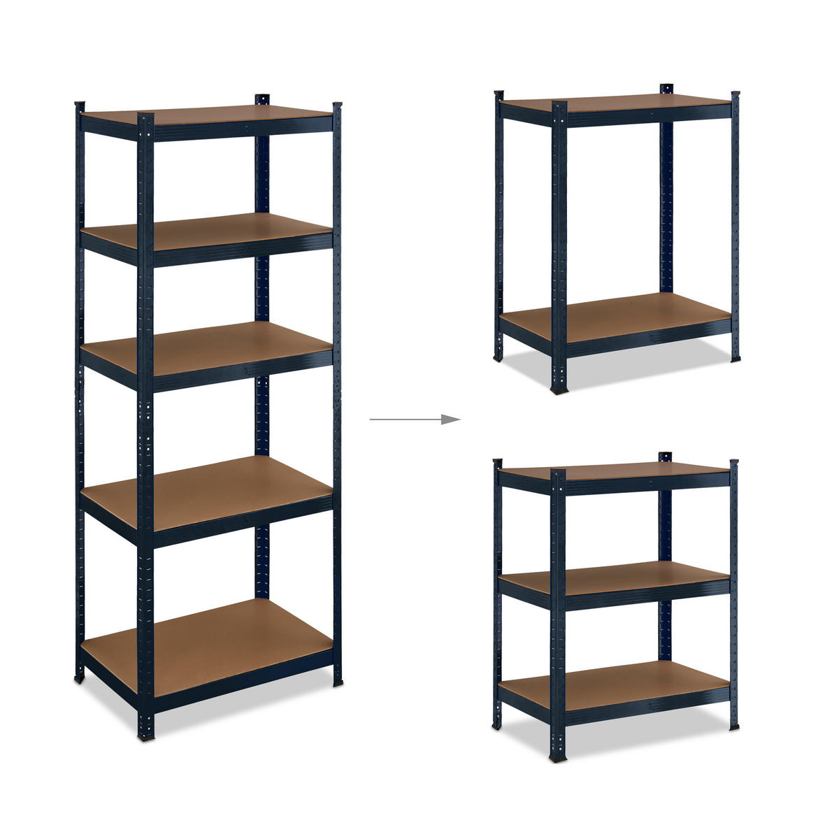 SCHWERLASTREGAL - Schwarz, Holzwerkstoff/Kunststoff (70/180/45cm) - Relaxdays