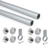 KORPUSSCHIENEN Runde, D.28mm, Länge 1,15m mit Halterungen, Aluminium und Zamak, Matt eloxiert 2er-set - Dunkelgrau, Metall (5.5/10/120cm) - EMUCA