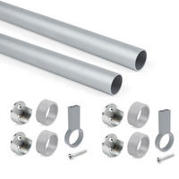 KORPUSSCHIENEN Runde, D.28mm, Länge 1,15m mit Halterungen, Aluminium und Zamak, Matt eloxiert 2er-set - Dunkelgrau, Metall (5.5/10/120cm) - EMUCA