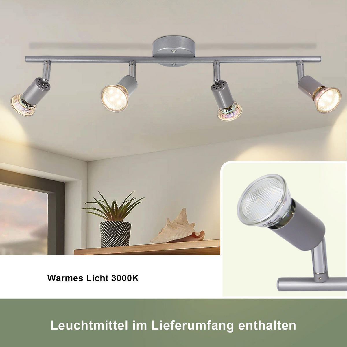 DECKENLEUCHTE Leland 54/15/3.2cm - Silberfarben, Metall (54/15/3.2cm) - Nettlife
