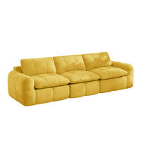 SOFA 264/97/68 cm in Gelb aus Chenille mit modularem Design und hoher Belastbarkeit - Gelb, Textil (97/68/264cm) - Flora Grace