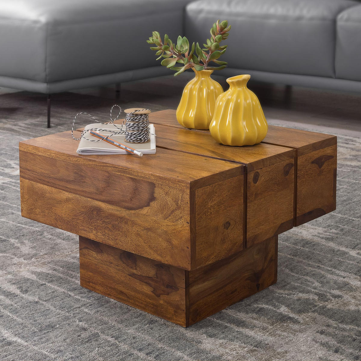 BEISTELLTISCH STEFANO Sheesham - Sheeshamfarben, Holz (44/44/30cm) - tinkaro
