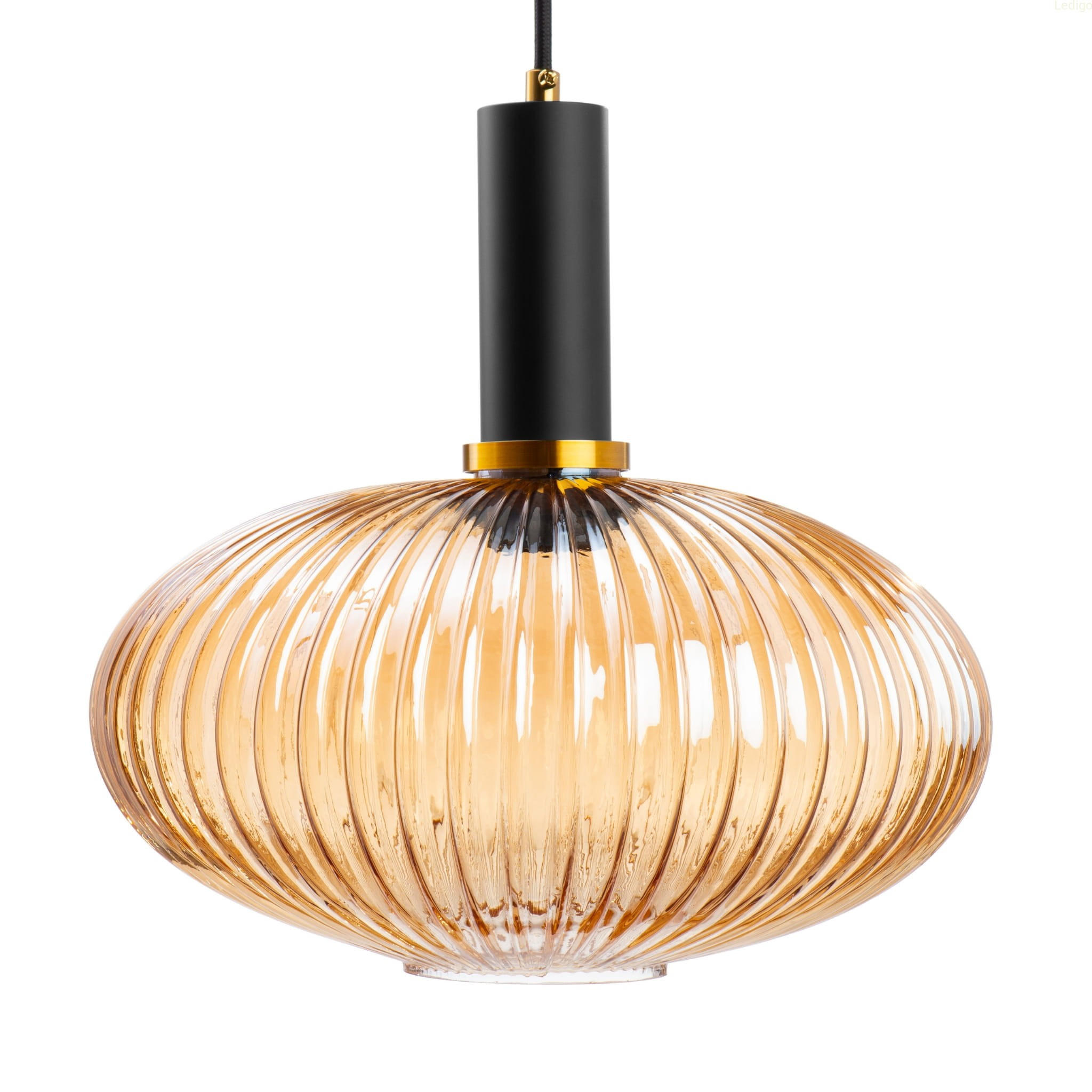 PENDELLEUCHTE Paris - Goldfarben/Bernsteinfarben, Glas/Metall (30/30/117cm) - kiki design