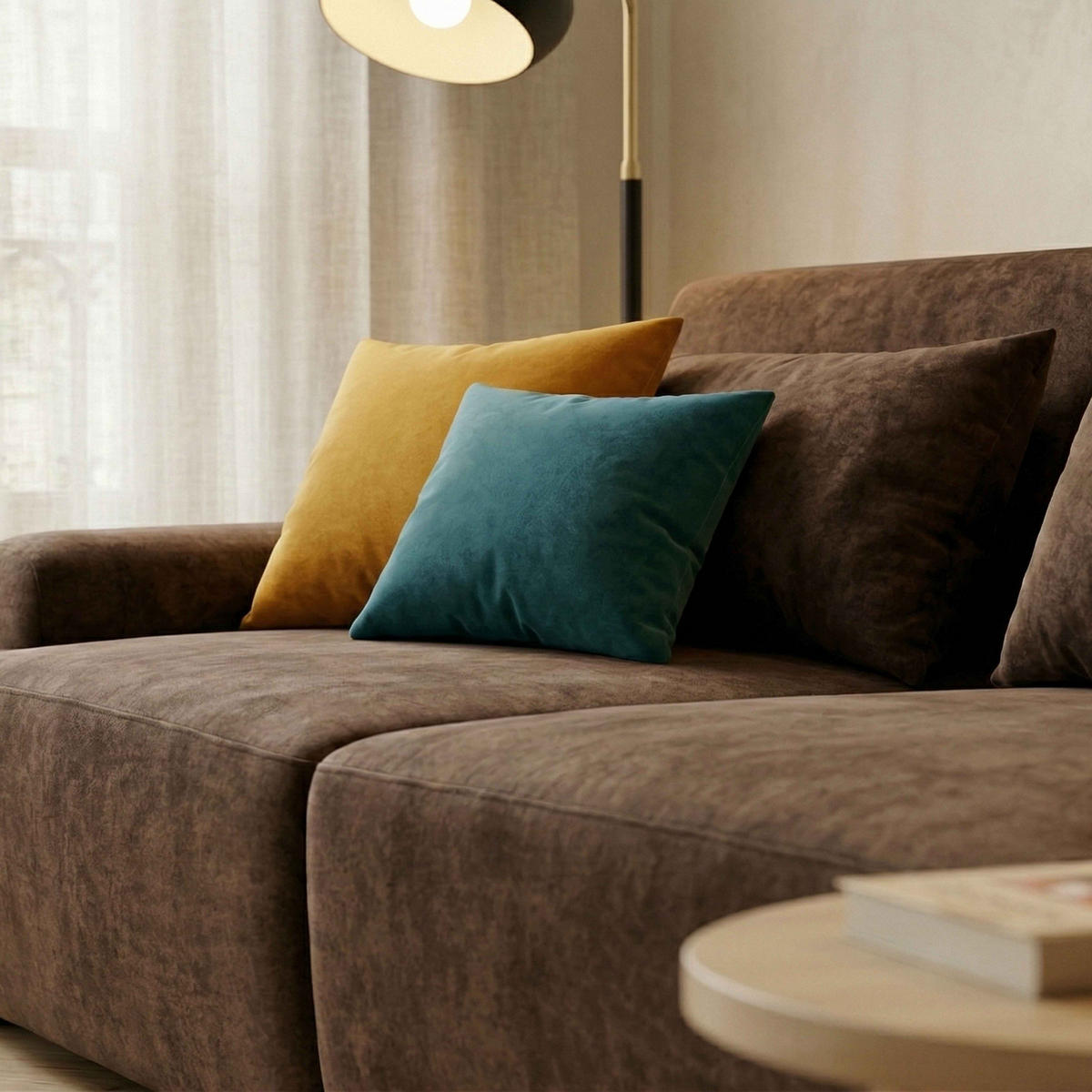 SOFA 2-Sitzer, Schokoladebraun - Braun, Textil (218/82/109cm) - Oviala