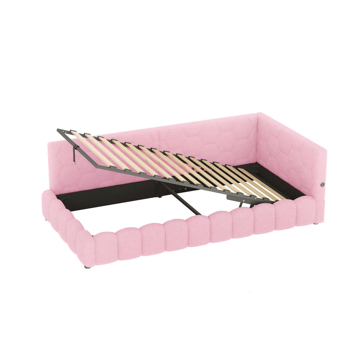 POLSTERBETT aus Vliesimitat 90x200 cm in Rosa mit LED & USB-/Typ-C-Anschluss - Rosa, Textil (90/200cm) - Modfu