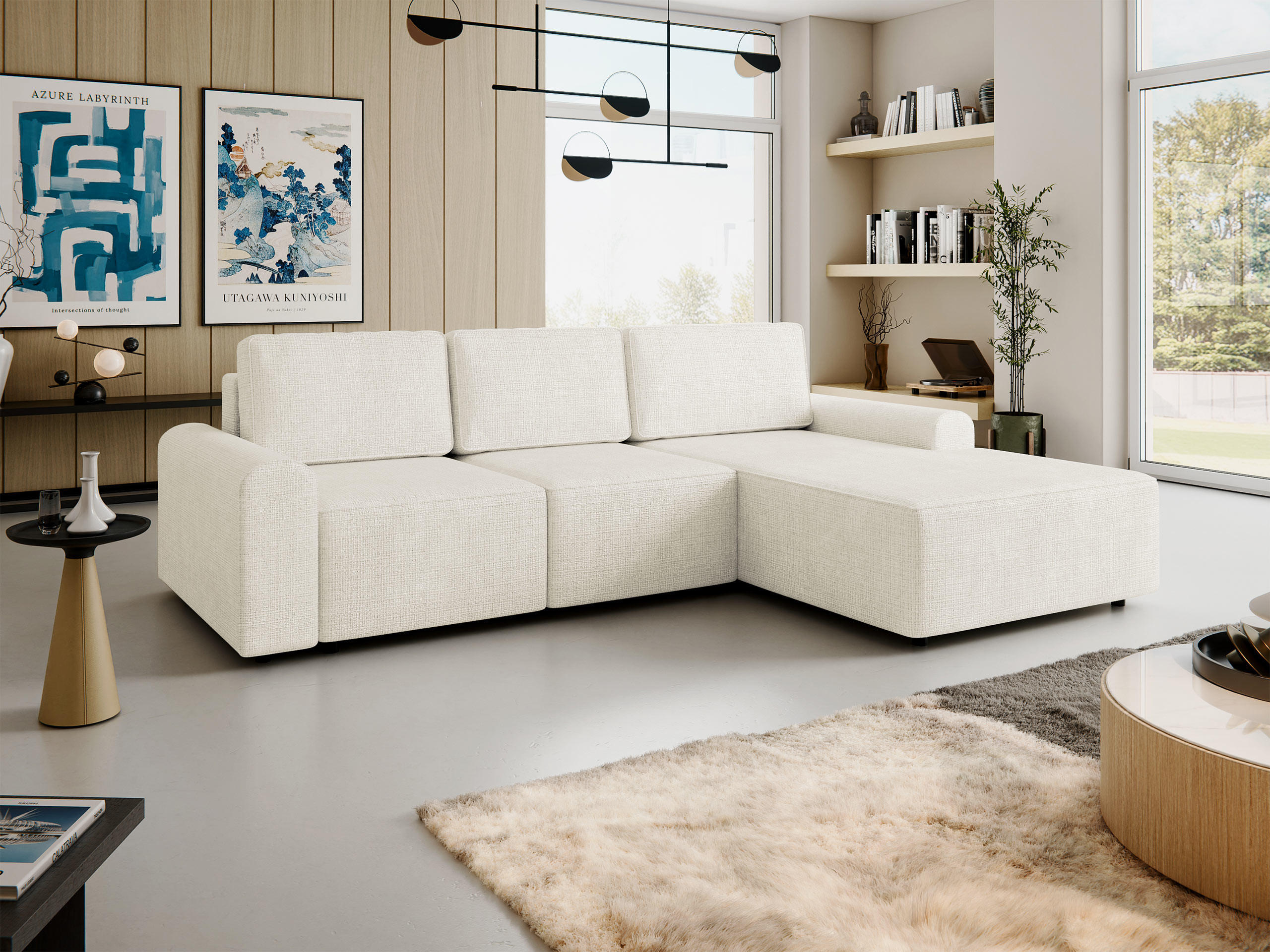 ECKSOFA Bella L, Seite: Rechts - Creme/Schwarz, Holz/Kunststoff (258/168cm) - MIRJAN24