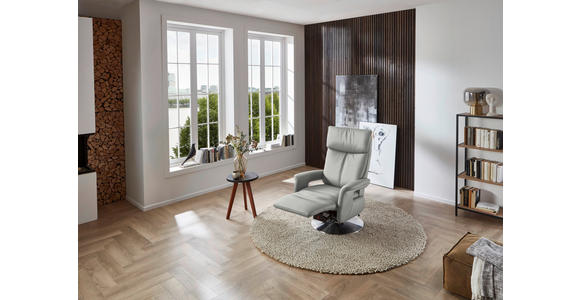 RELAXSESSEL in Leder Silberfarben - Edelstahlfarben/Silberfarben, Design, Leder/Metall (78/112/85cm) - Cantus