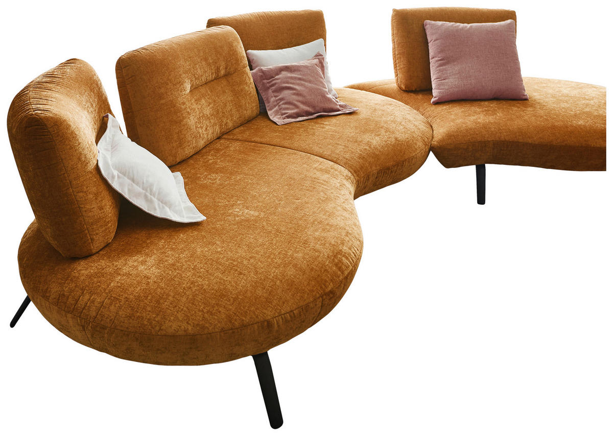 BIGSOFA Flachgewebe Senfgelb  - Senfgelb/Schwarz, Design, Textil/Metall (456/93/138cm) - Moderano