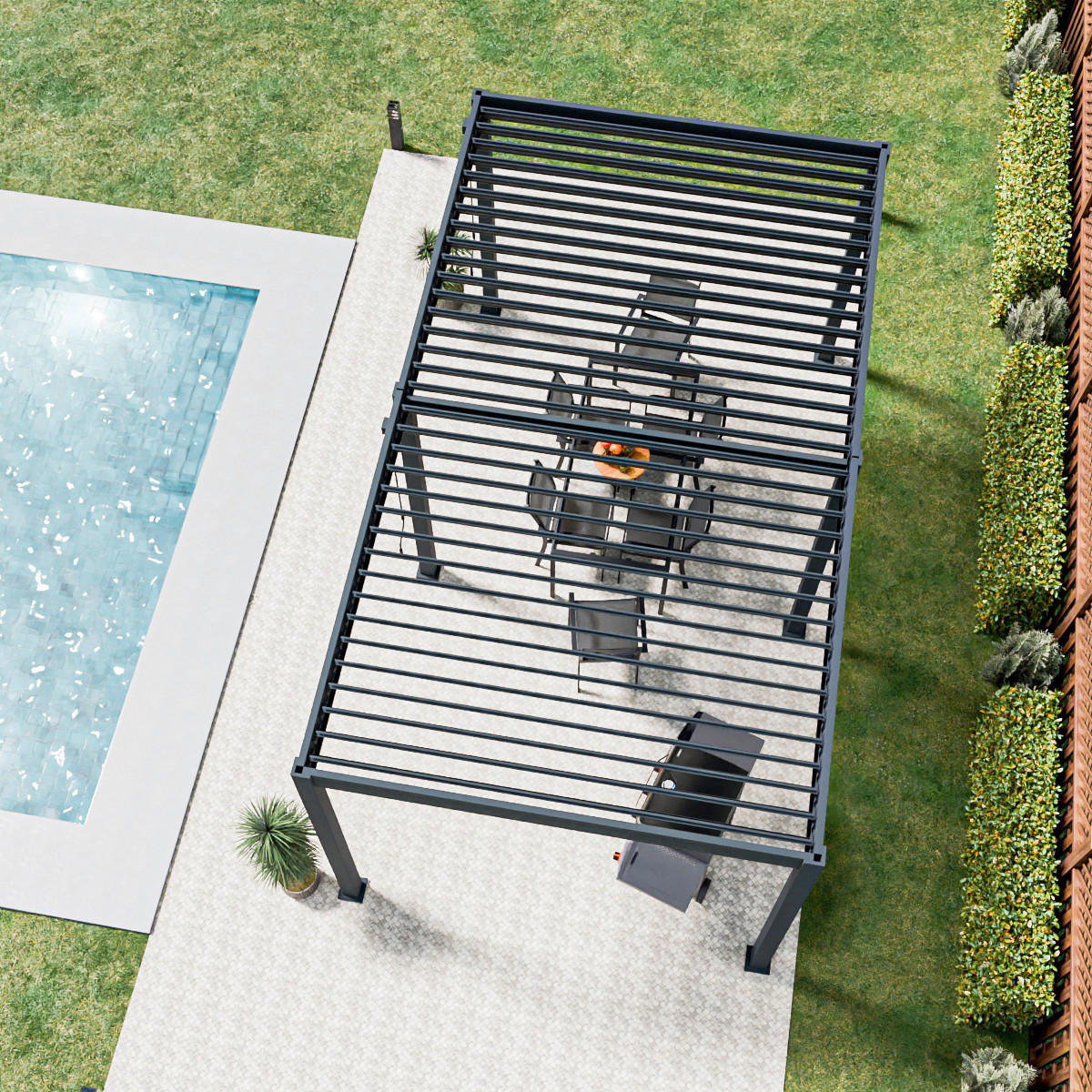 PERGOLA 300/530/255 cm Aluminium  - Graphitfarben, Basics, Metall (300/530/255cm) - Gardenson